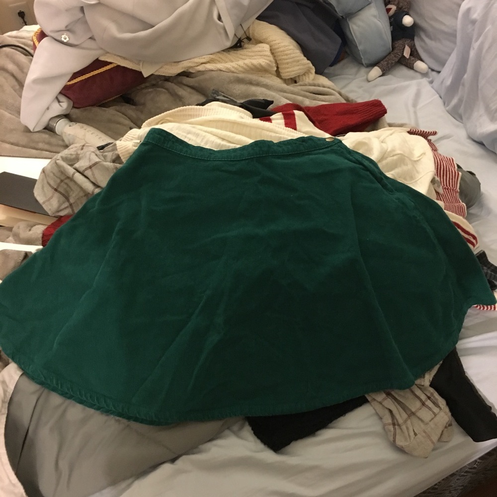 American Apparel Green Circle Skirt Corduory